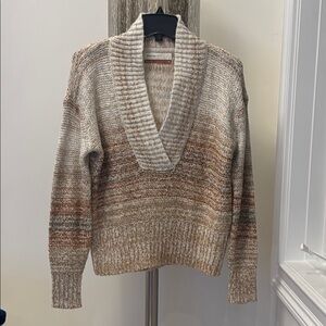Pilcro Anthropologie Elegant Cowl Neck Sweater - Beige and Brown